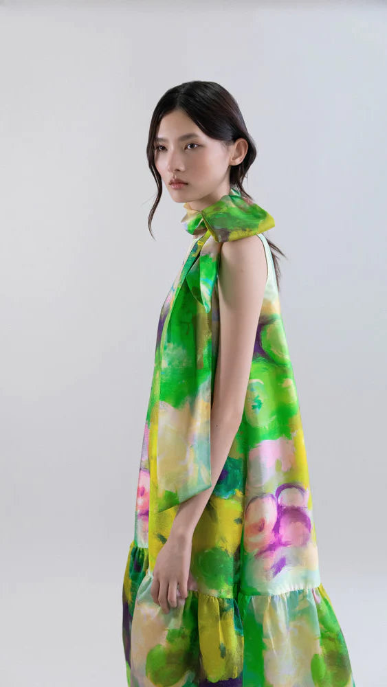 Ps2641 Green Watercolor Maxi Dress