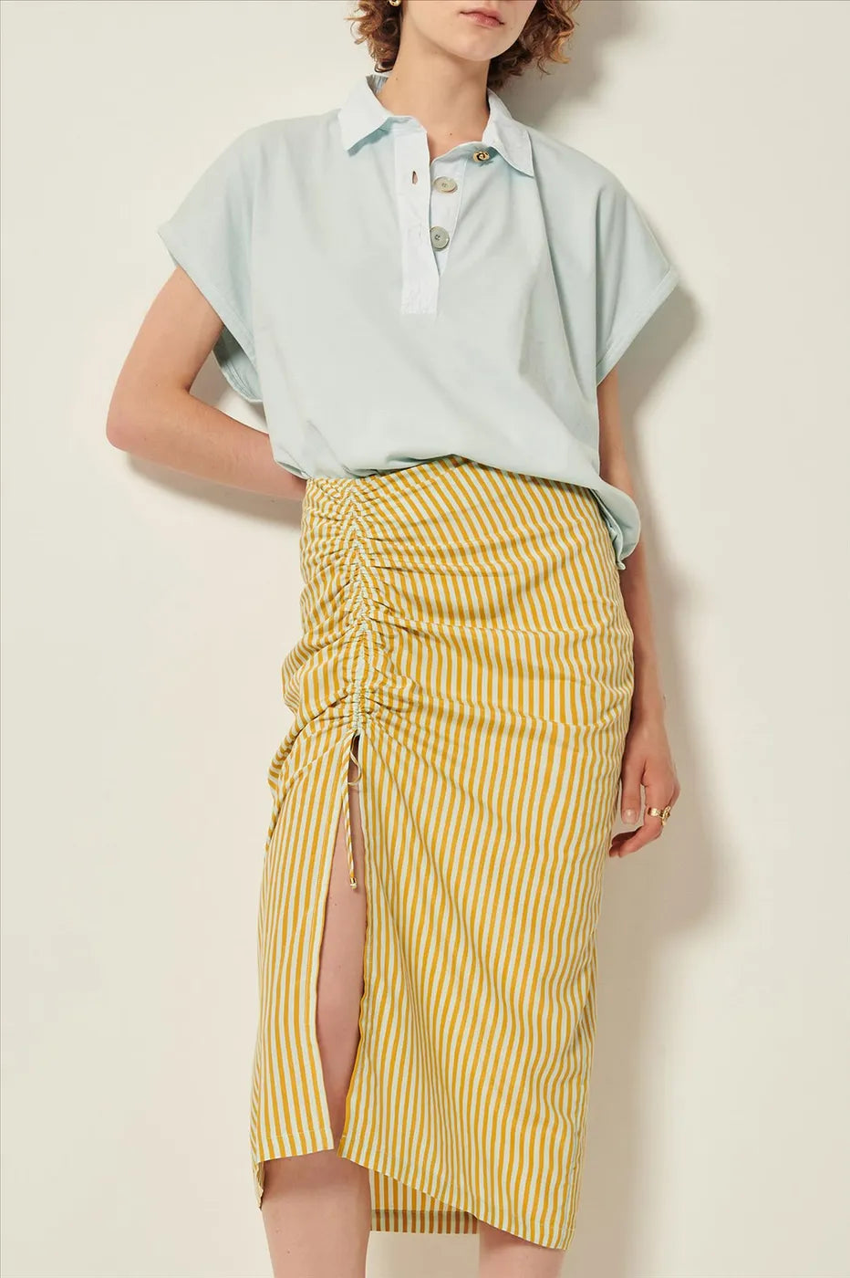 Se6001 Stripe Midi Skirt