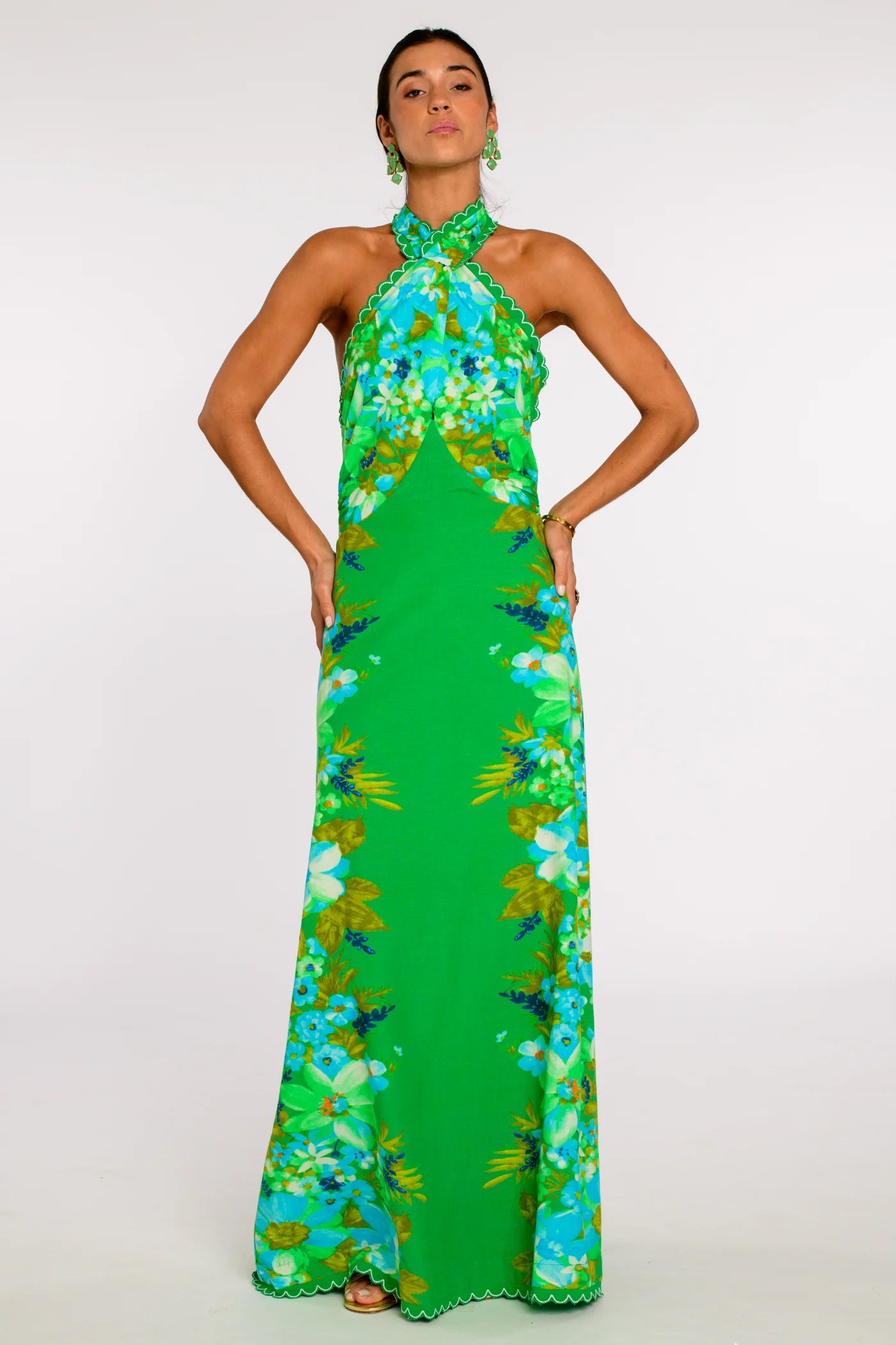 El191305 Green Hula Maxi Dress