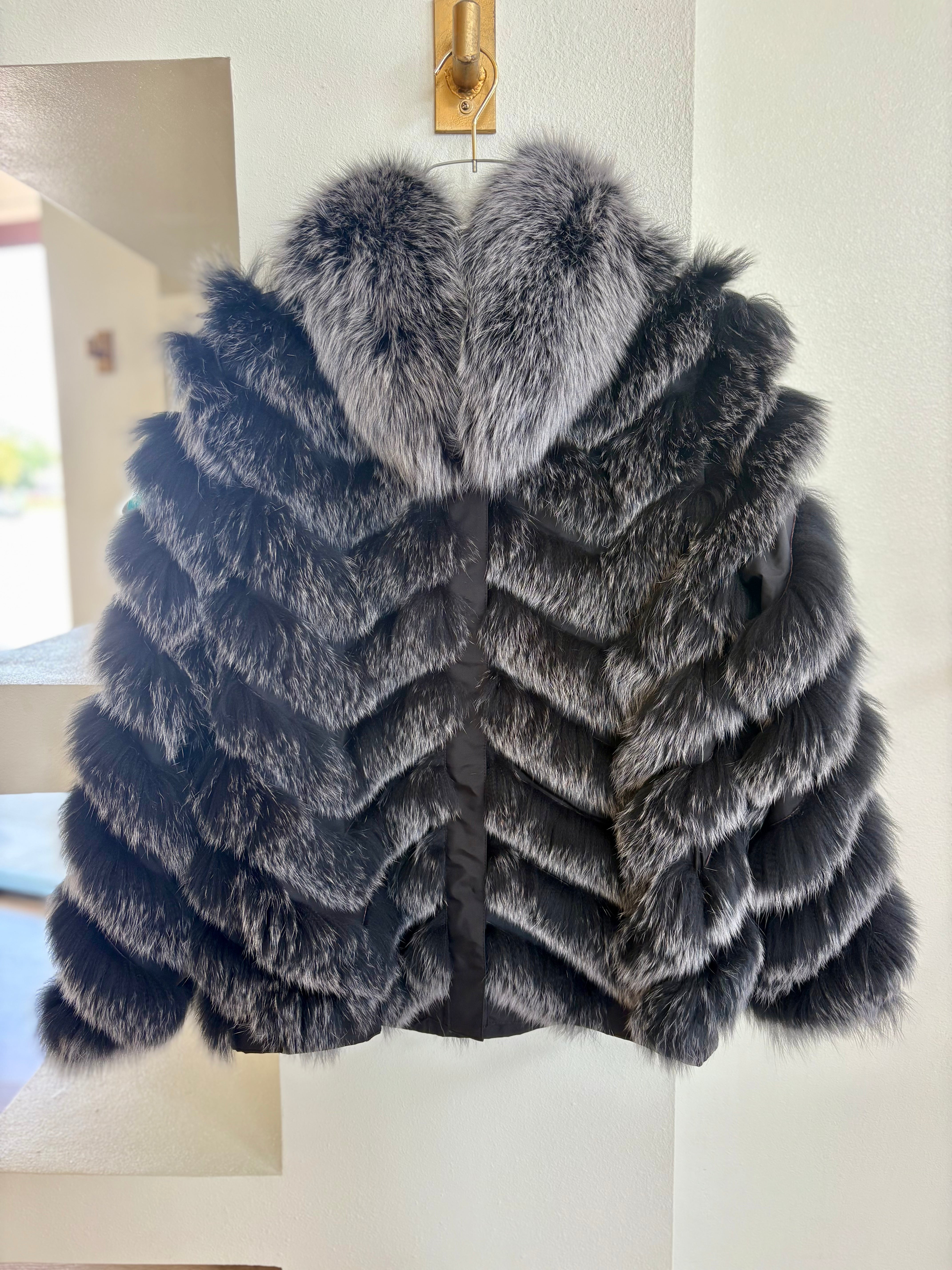 Didm3340 Reversible Fur Jacket - Black Smoke