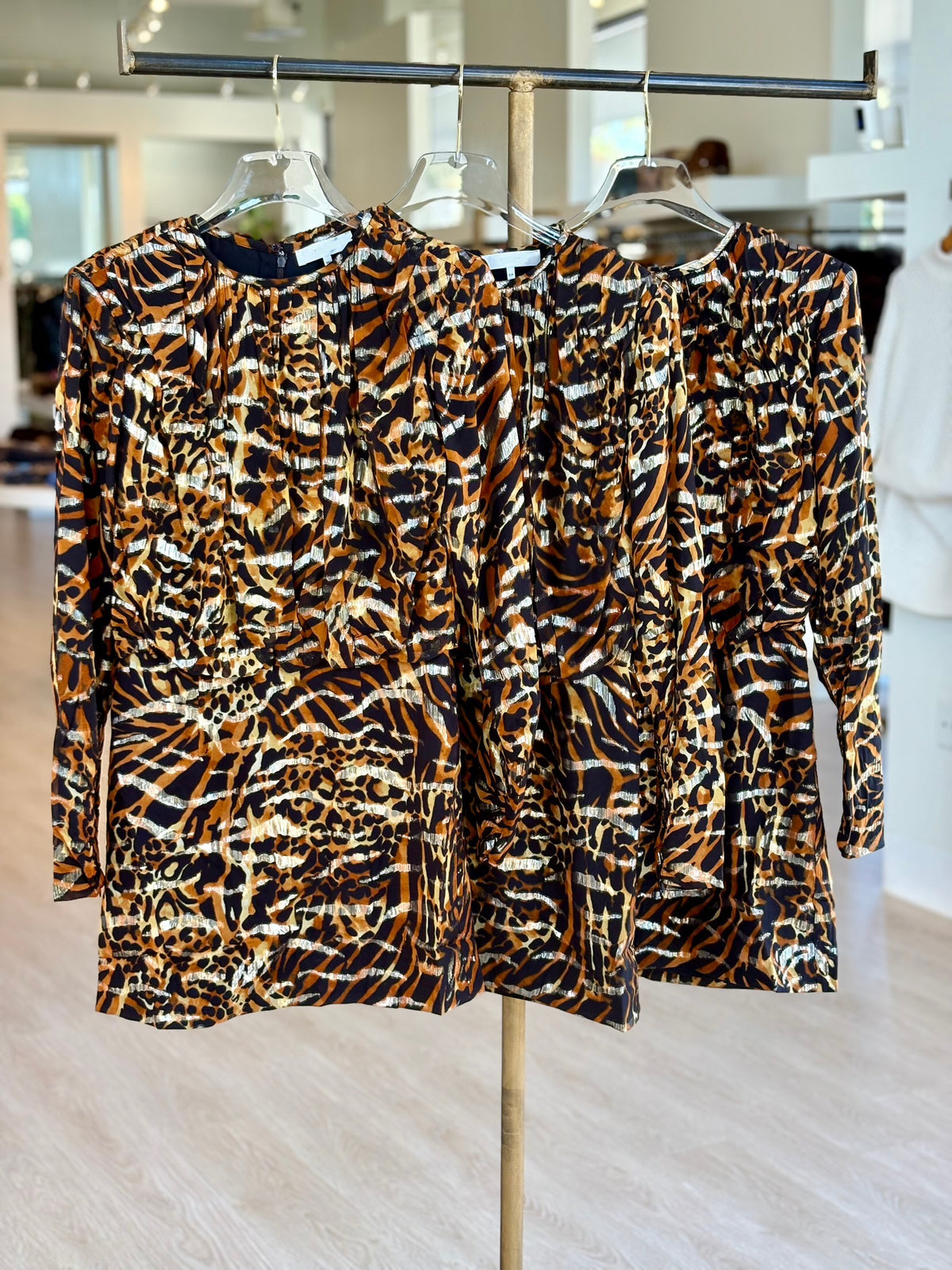 Frdr010 Abstract Leopard Metallic Mini Dress