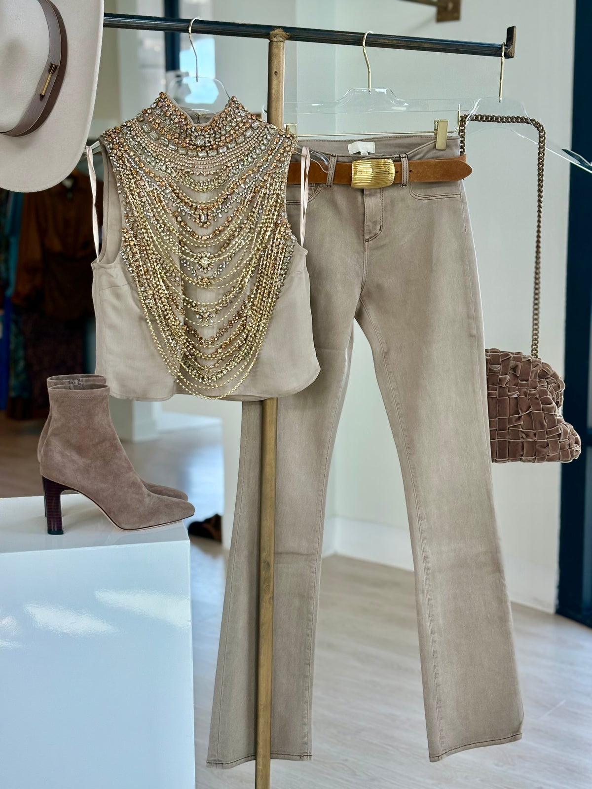 La4065 Draped Crystal Top
