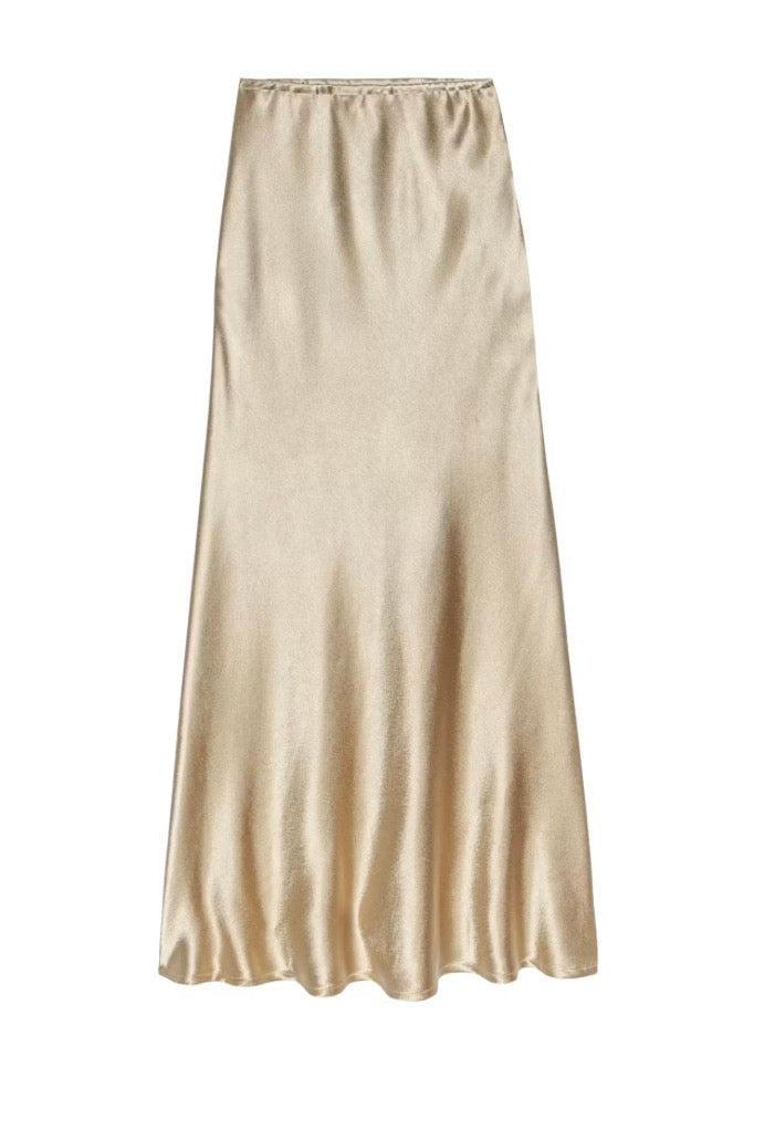 Th3074 Gold Maxi Skirt
