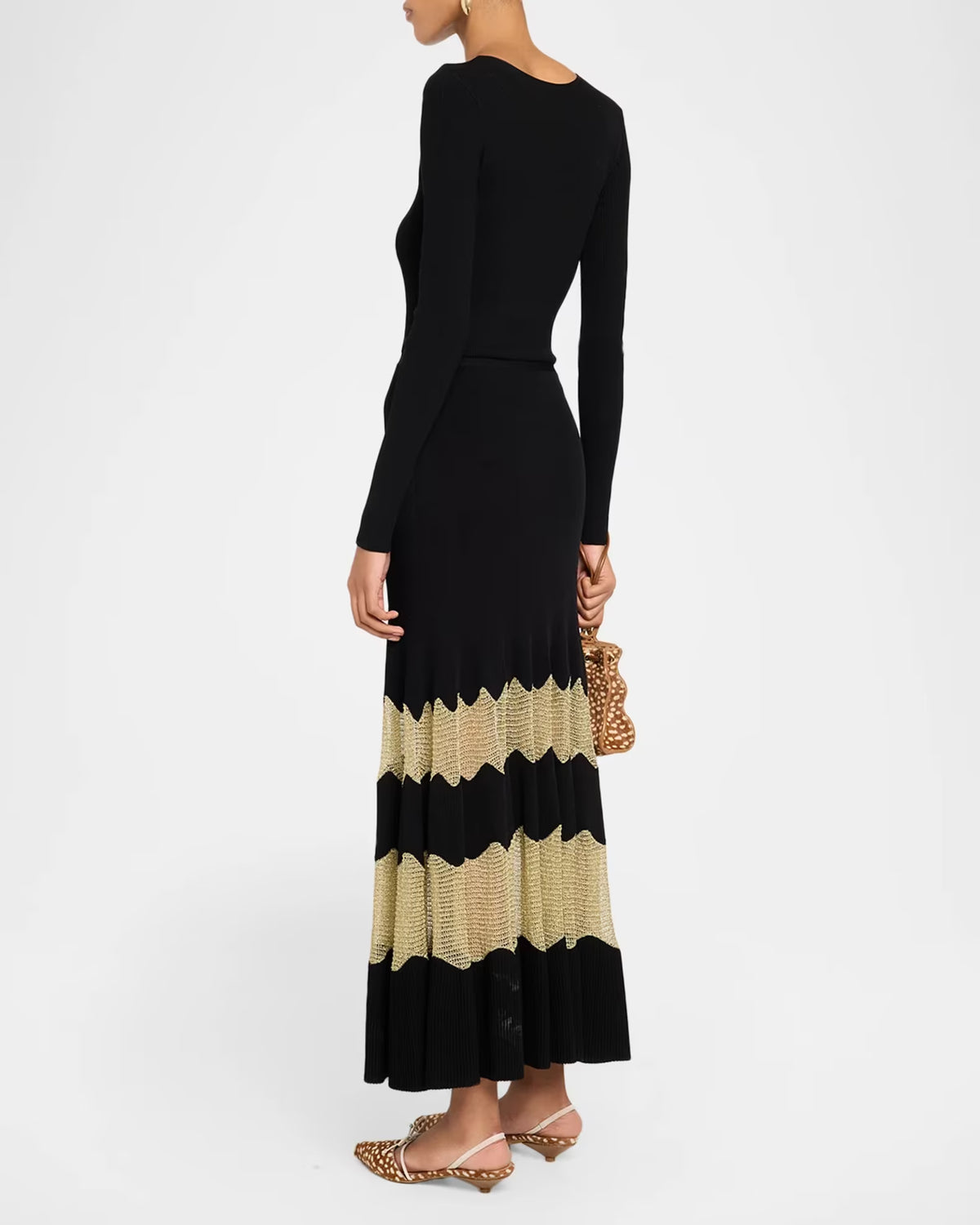 Ul0719 Mesh Panel Knit Dress