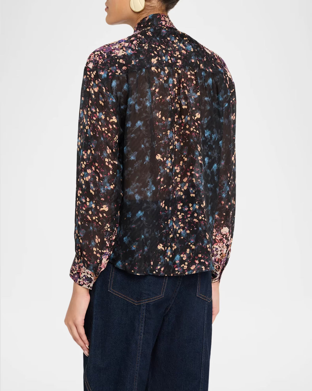 Ul0217 Garden Floral Silk Blouse