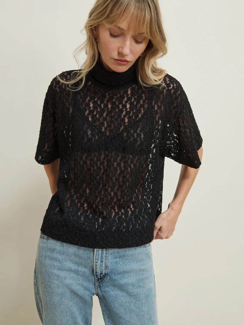 Na2298 Black Lace Turtleneck