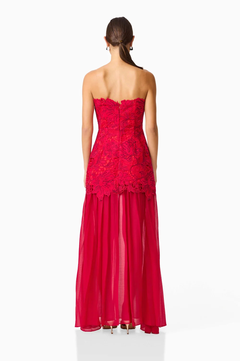 El2617 Red Lace Gown