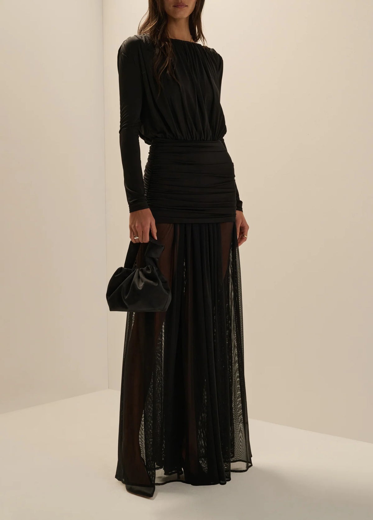 Faj4933 Black Boatneck Maxi Dress