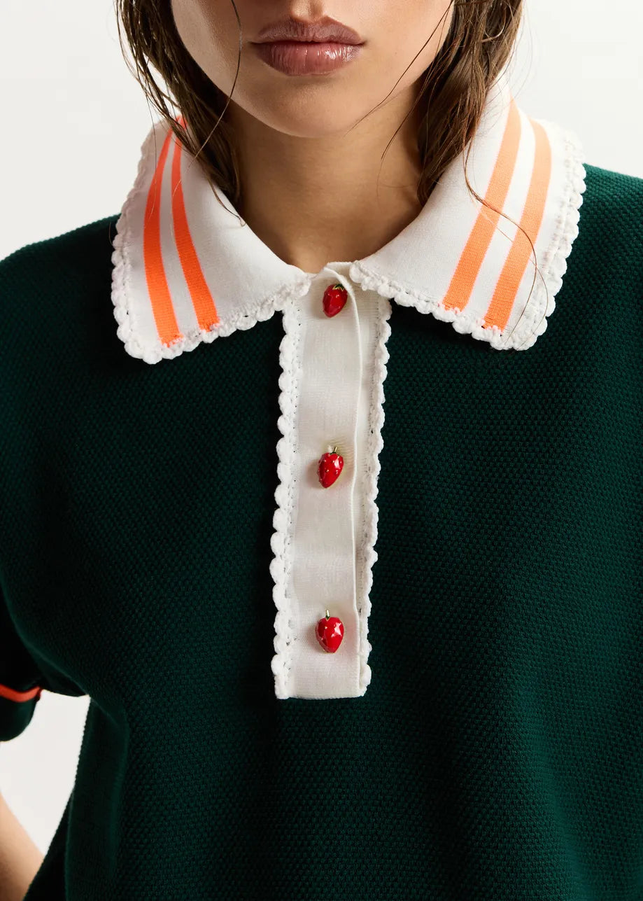 Eskontrast Green Knit Polo Top