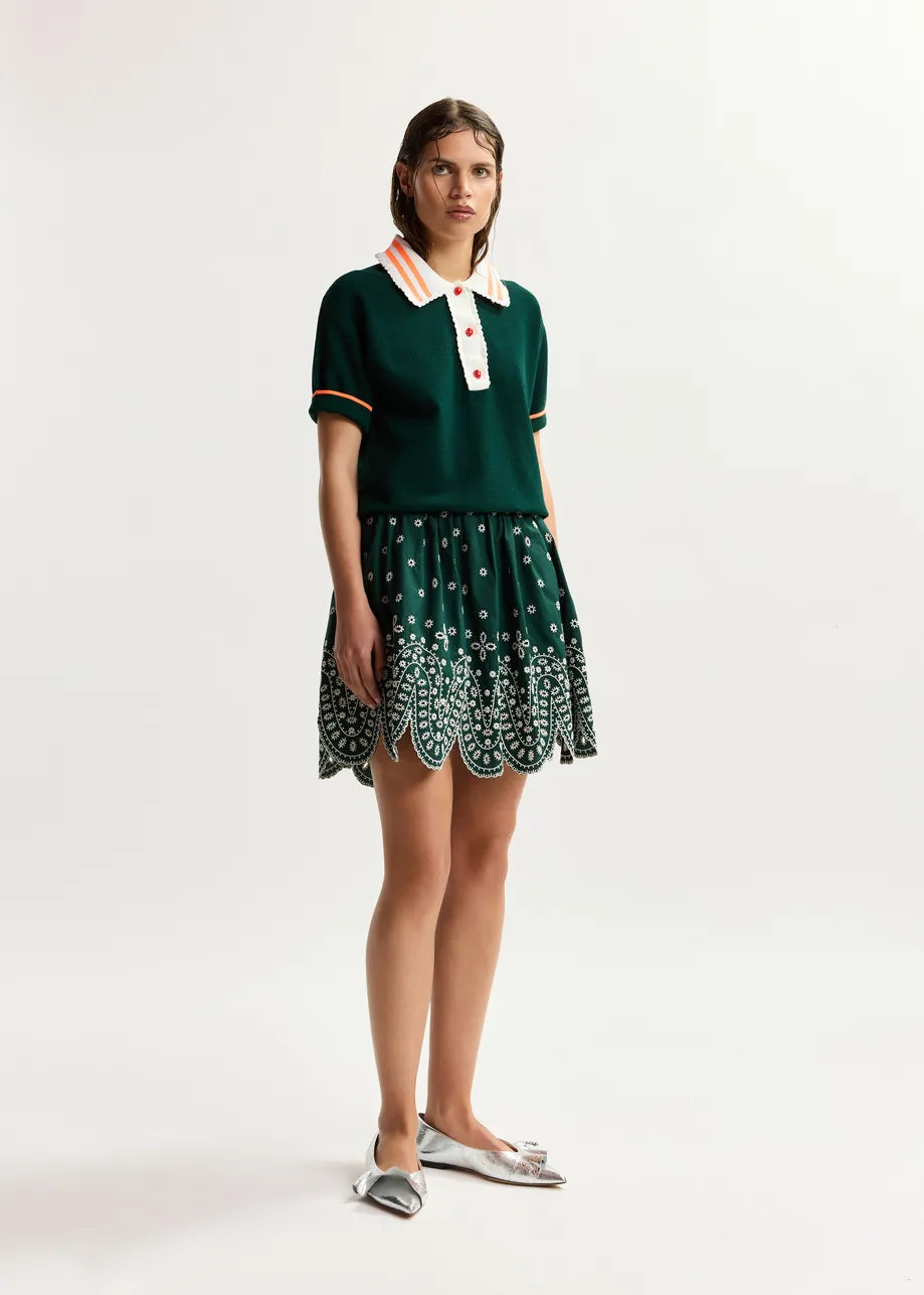 Eskontrast Green Knit Polo Top