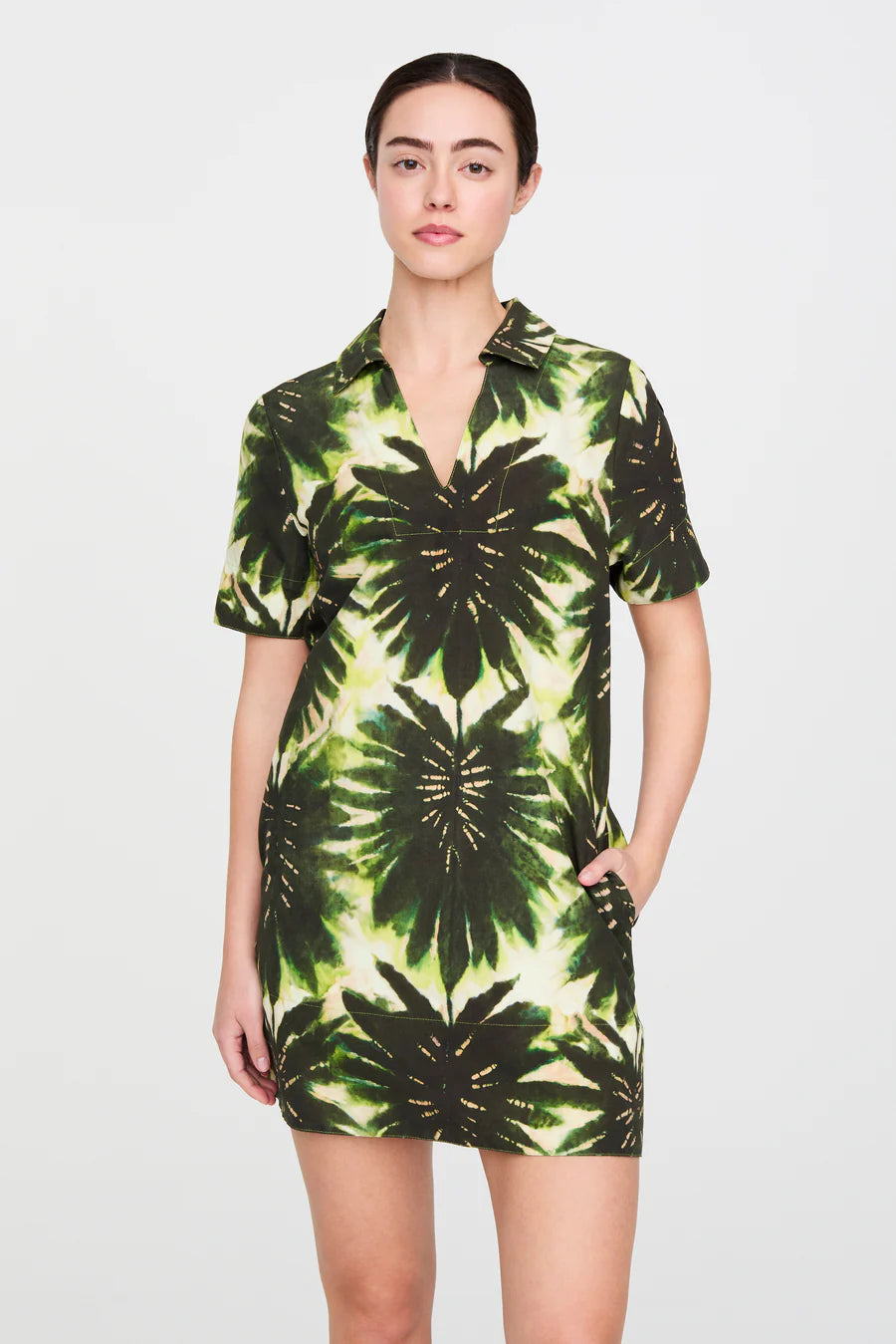 Ma2d15 Green Palm Shift Dress