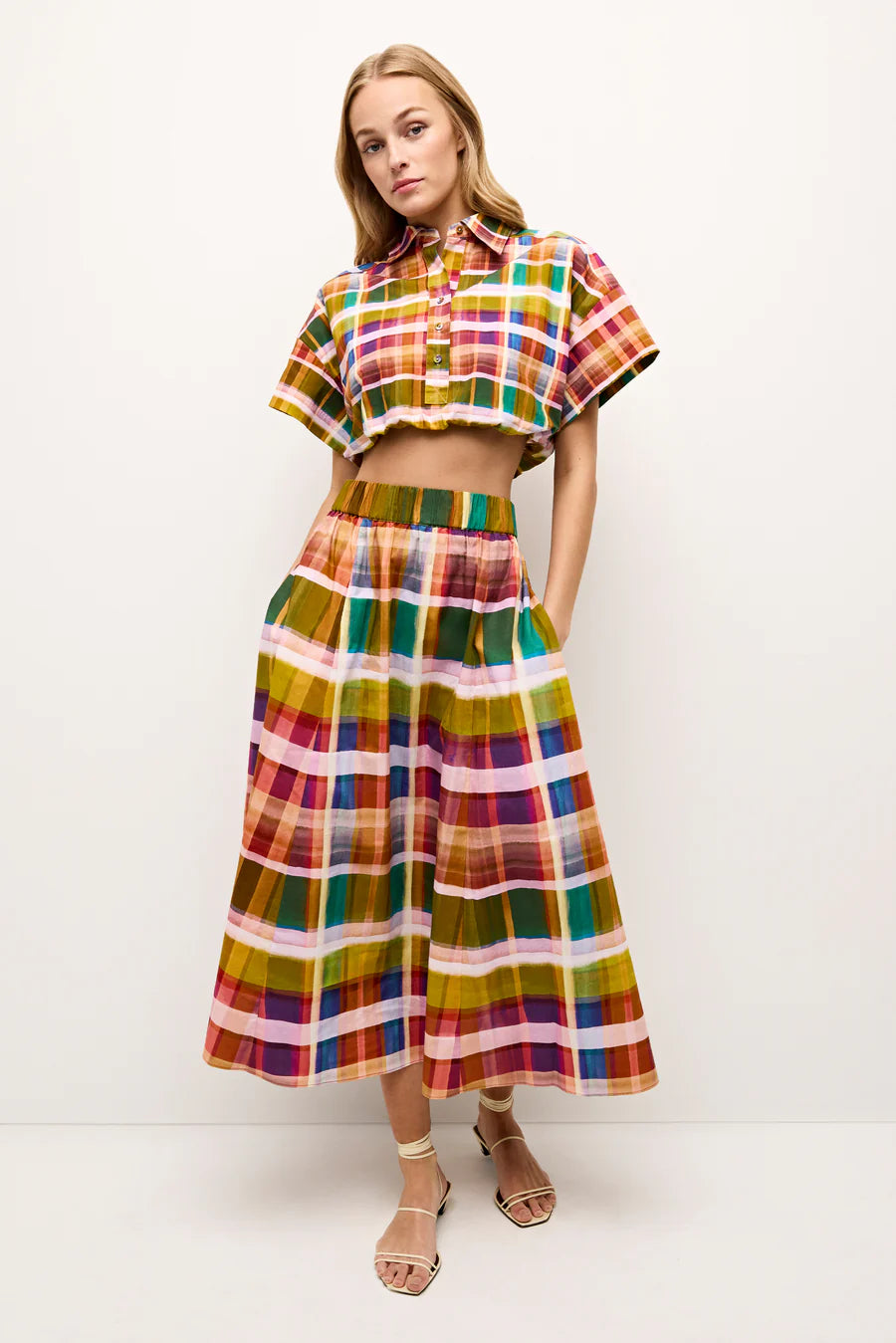 Ma391 Madras Midi Skirt