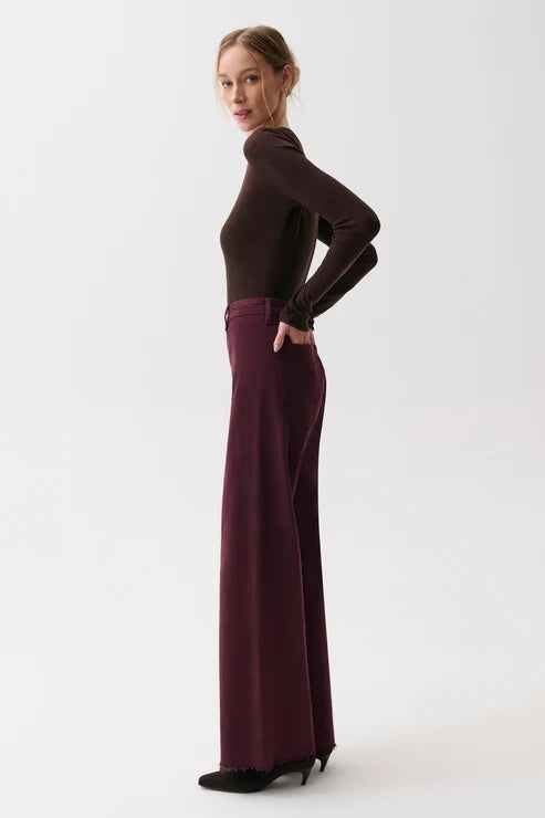 Pi16587 High Rise Wide Leg - Wine