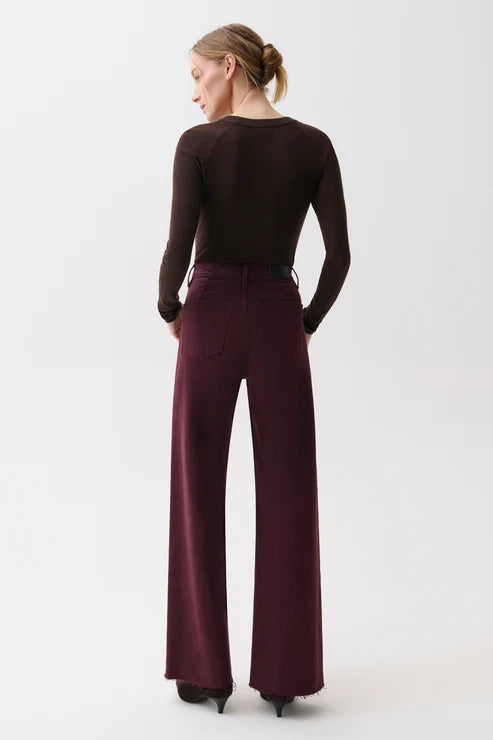 Pi16587 High Rise Wide Leg - Wine
