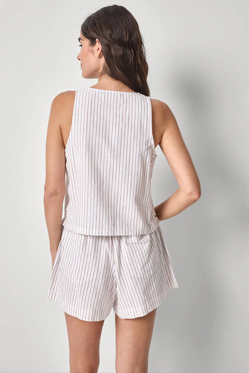Lipa3435 Brown Stripe Zip Tank