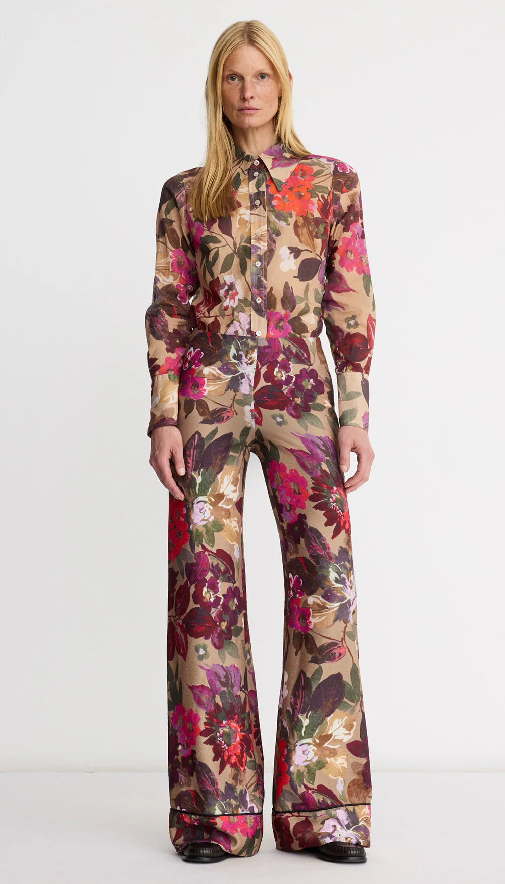 Sm26044 Brown Floral Palazzo Pant