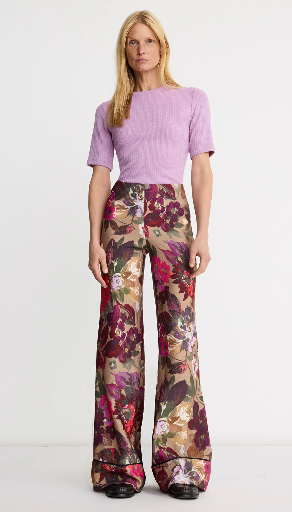 Sm26044 Brown Floral Palazzo Pant