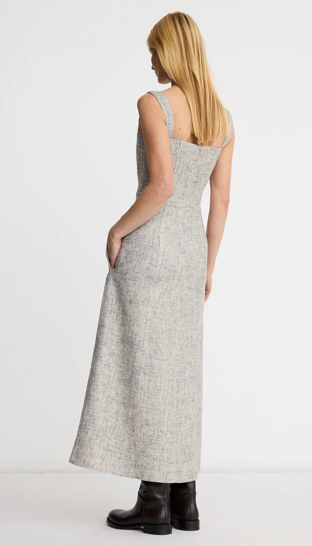 Sm26054 Tweed A-line Midi Dress