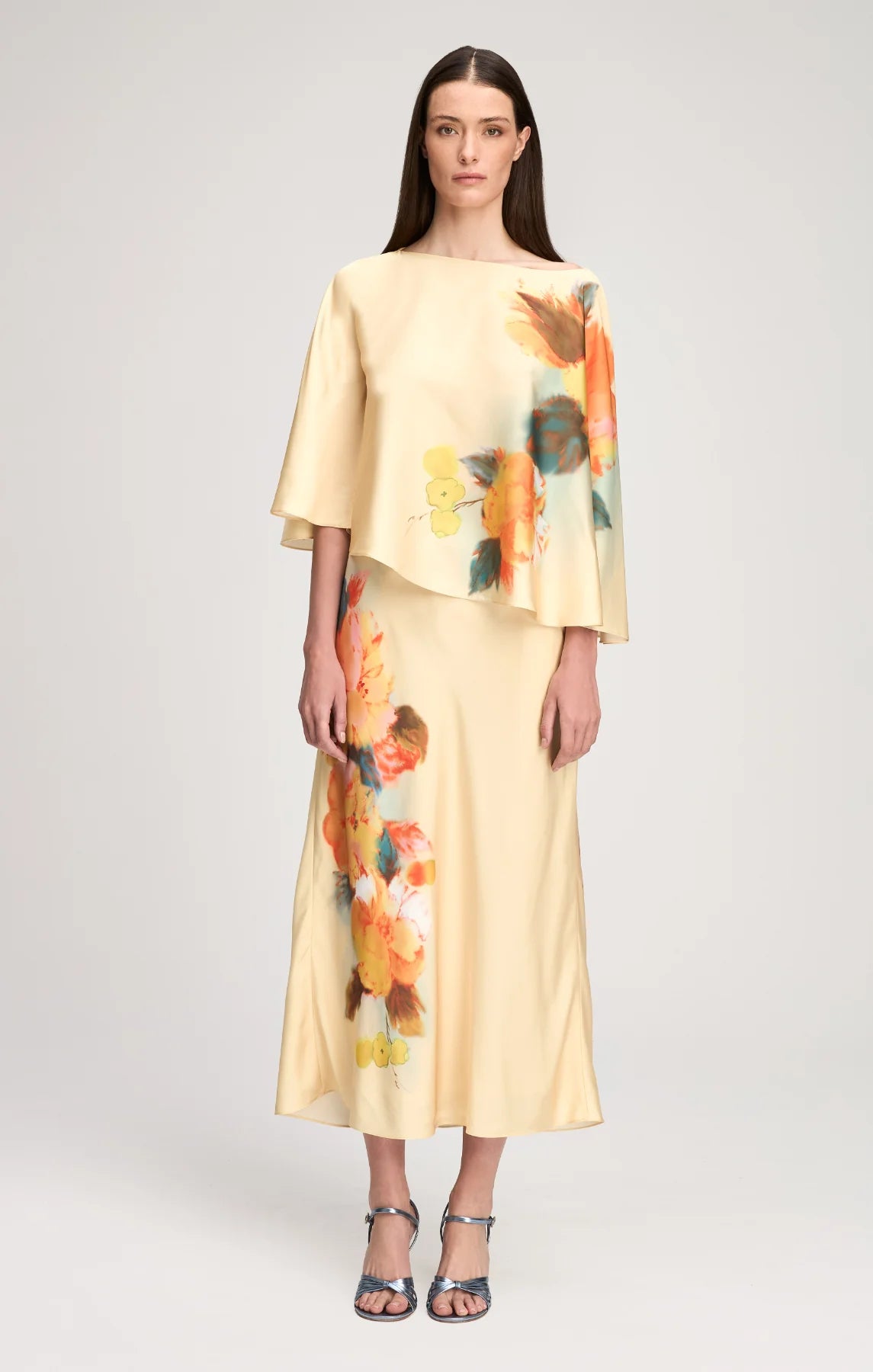 Cizs64812 Watercolor Midi Skirt