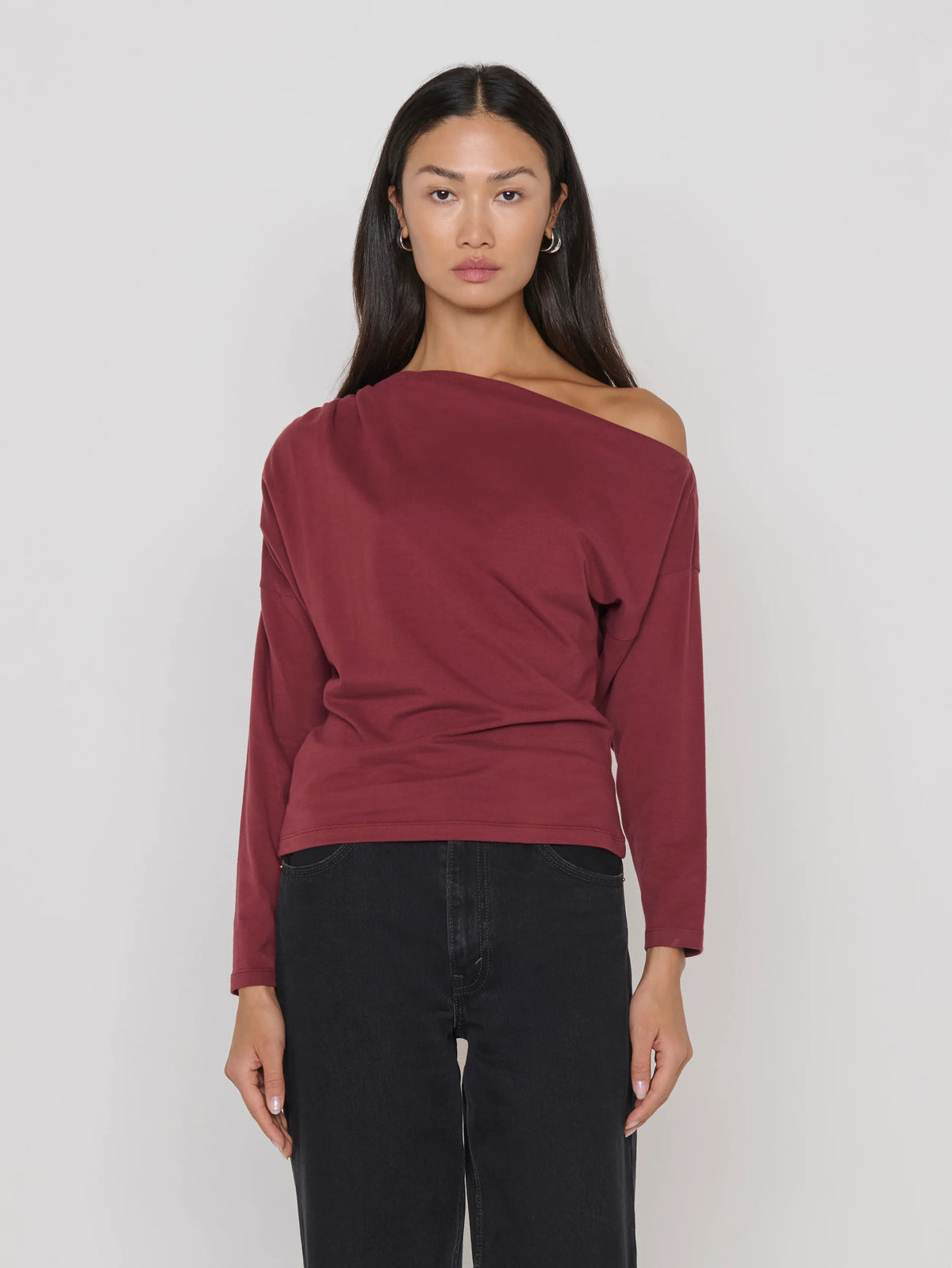 Na11024 Off Shoulder Top - Burgundy