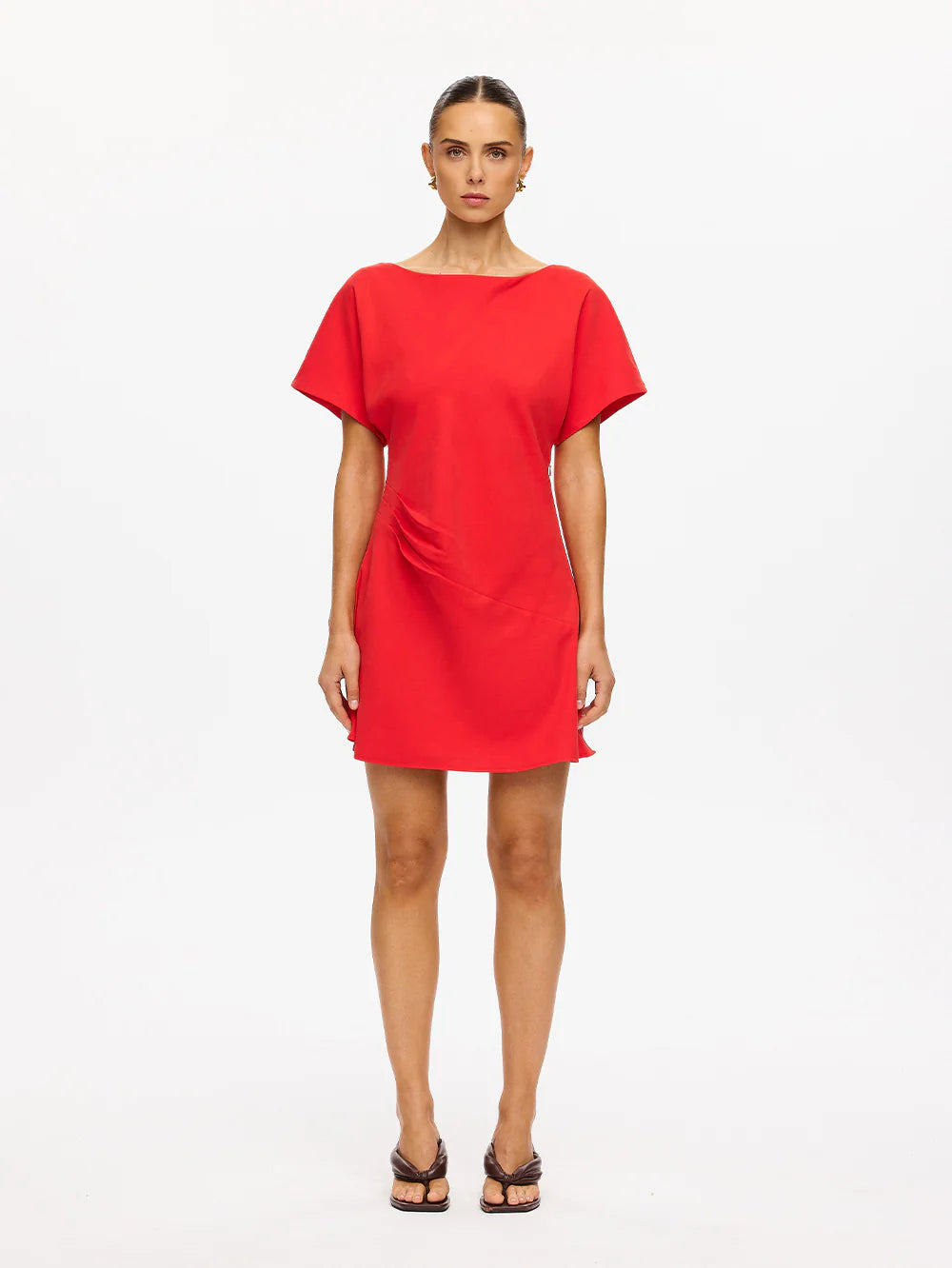 Kisd332 Red Boatneck Dress