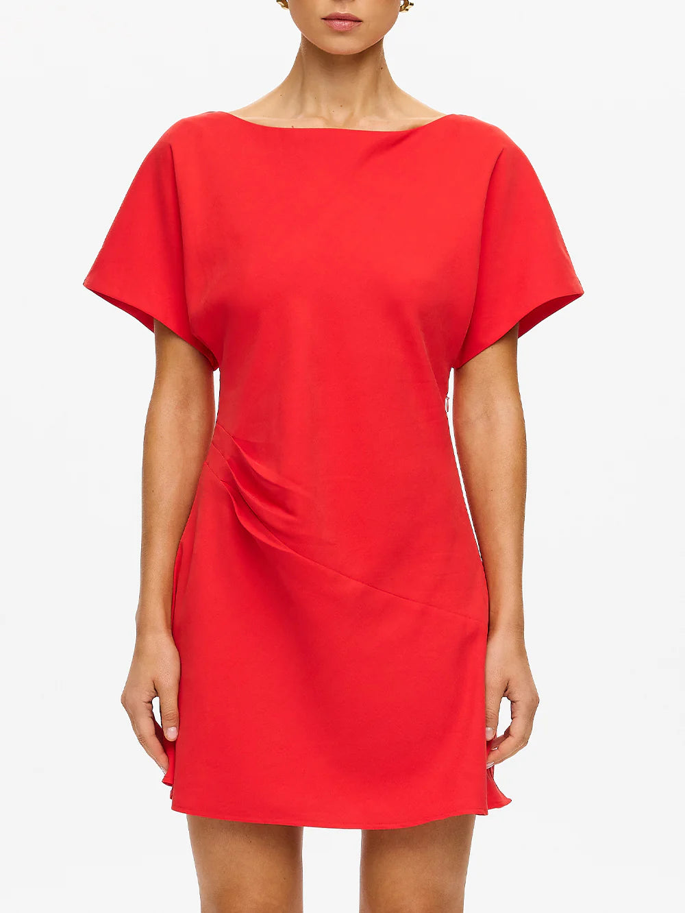 Kisd332 Red Boatneck Dress