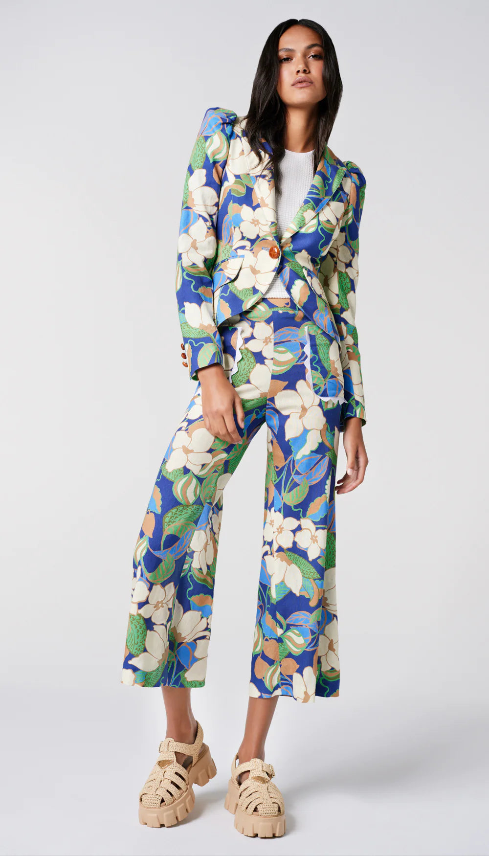 Sm2420 Blue Cabana Cropped Pant