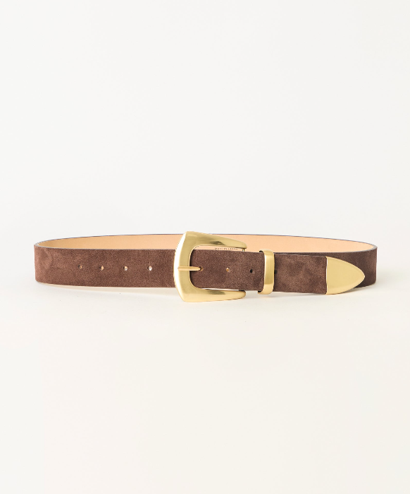 Bebh503 Jordana Suede Belt - Chocolate Brushed Brass
