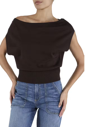 Raa7014 Brown Off Shoulder Sweater