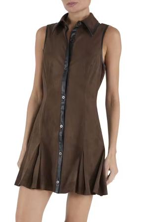Raa3032 Chocolate Pleated Mini Dress
