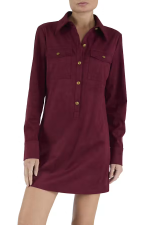 Raa3097 Cranberry Suede Shift Dress