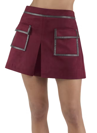 Raa6009 Cranberry Suede Mini Skirt