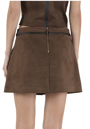 Raa6009 Chocolate Suede Mini Skirt