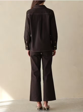 Hec005 Chocolate Snap Front Overshirt
