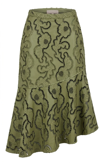 Ne057 Green Faux Leather Skirt