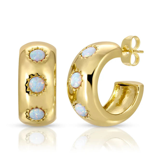 Je676 Opal Chunky Stone Hoops