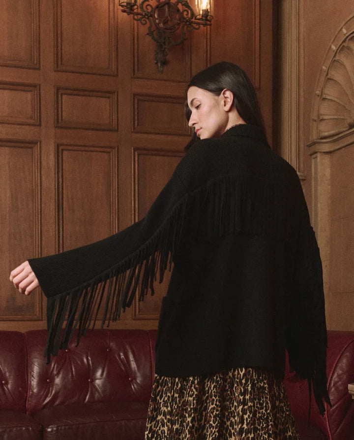 Tg1025 Western Fringe Knit Jacket