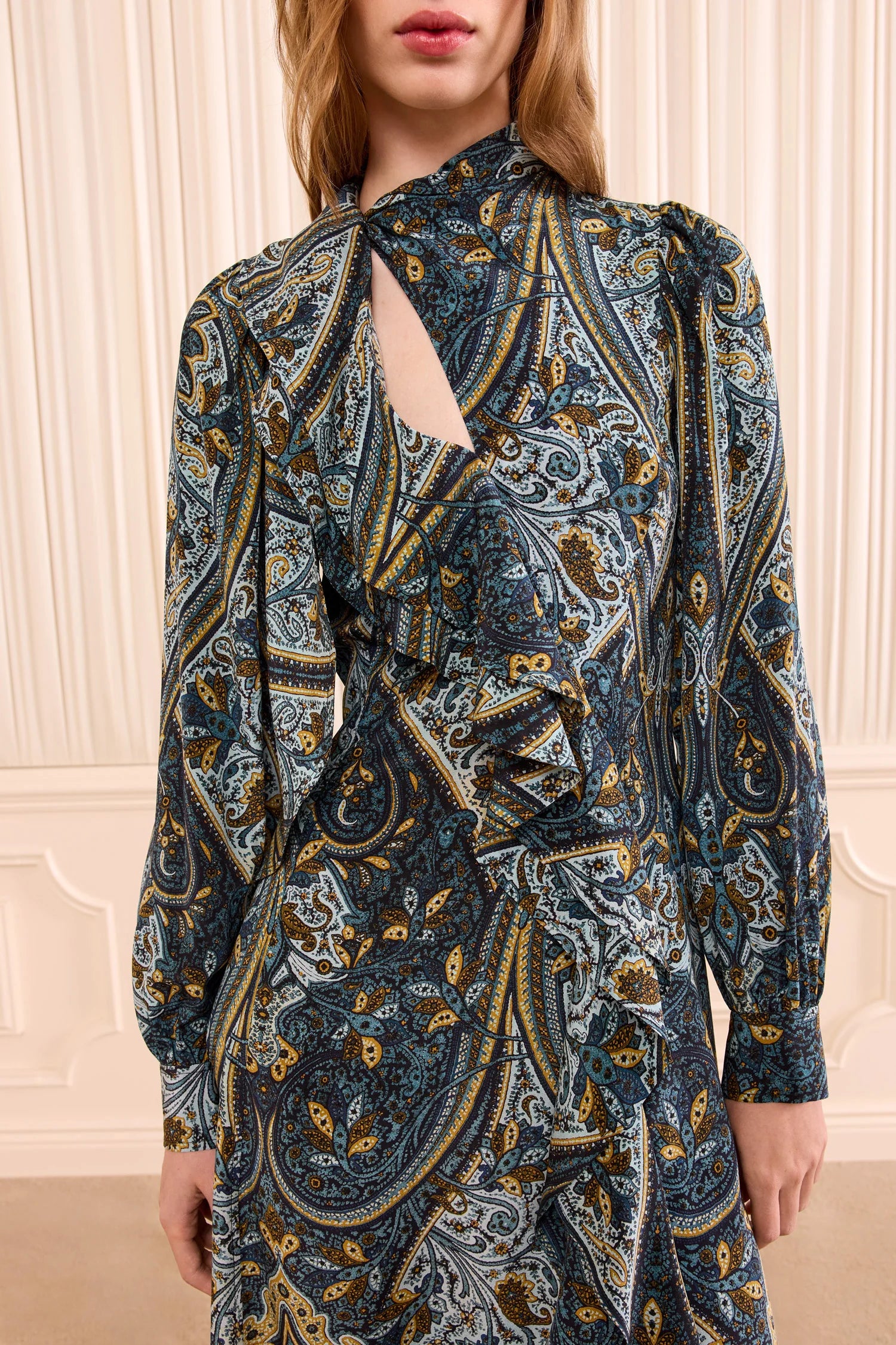 Ul0142 Prussian Blue Silk Dress