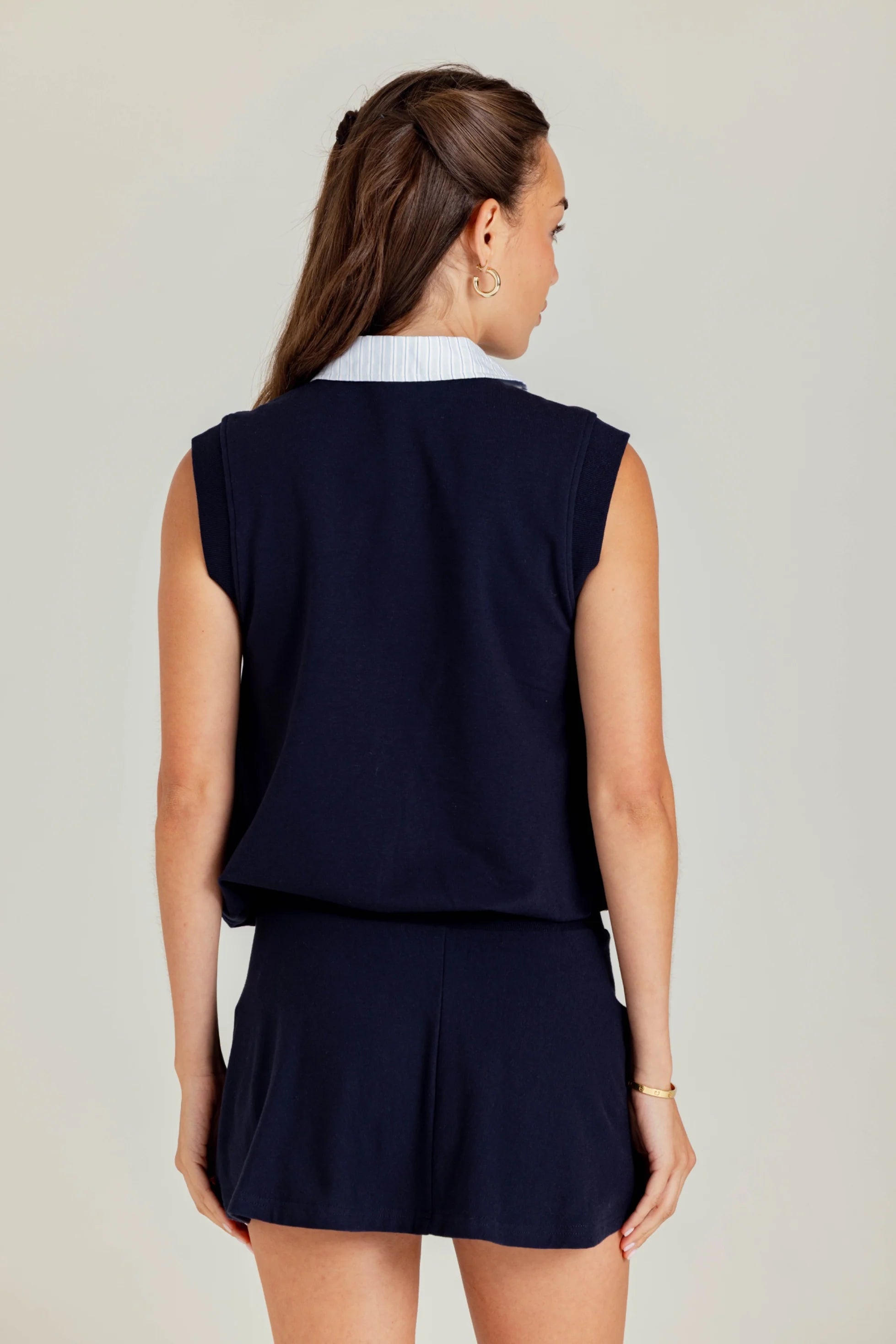 Su072 SET - Navy Bubble Skort Set