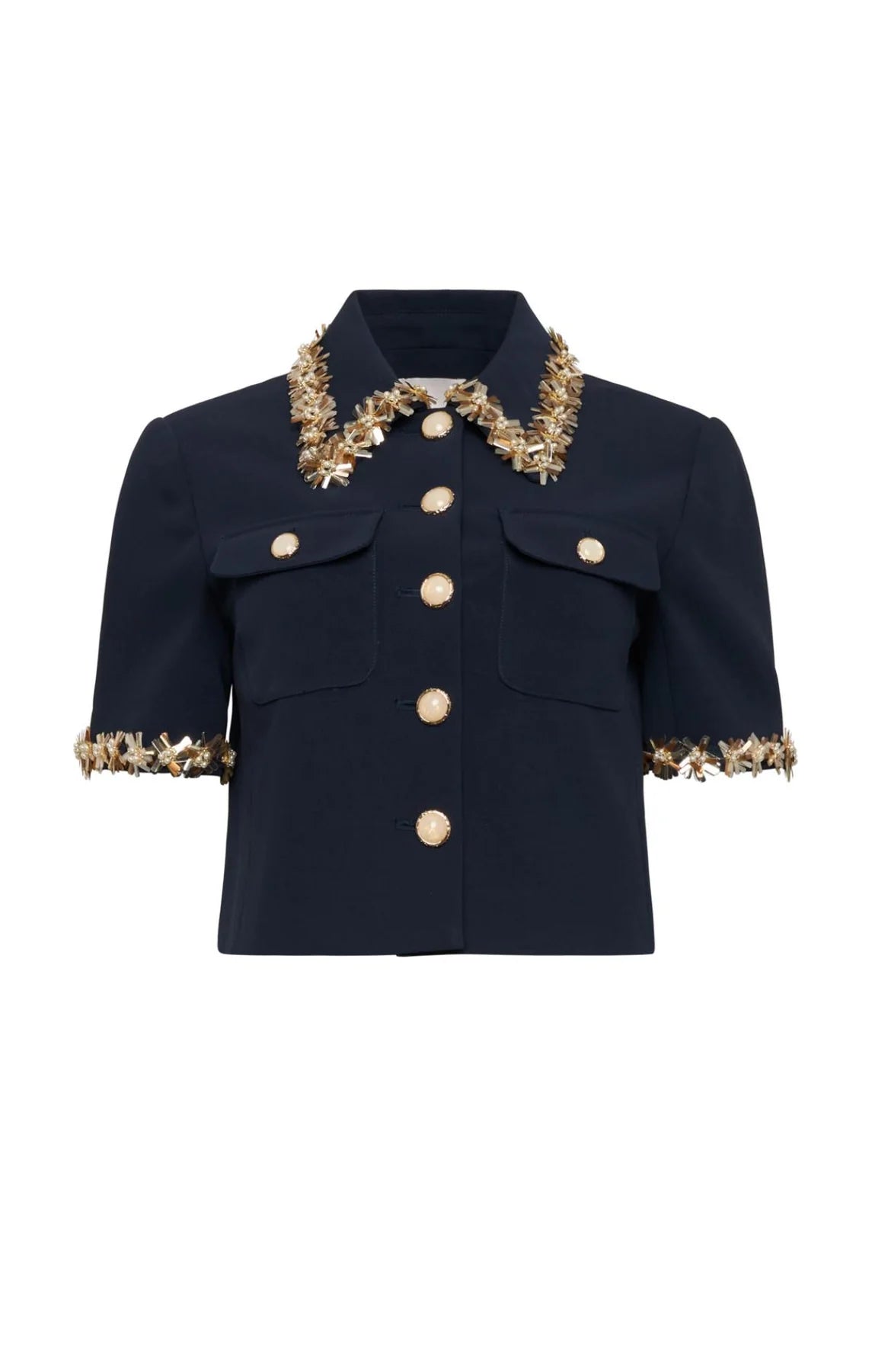Ci13190 Navy Embellished Jacket