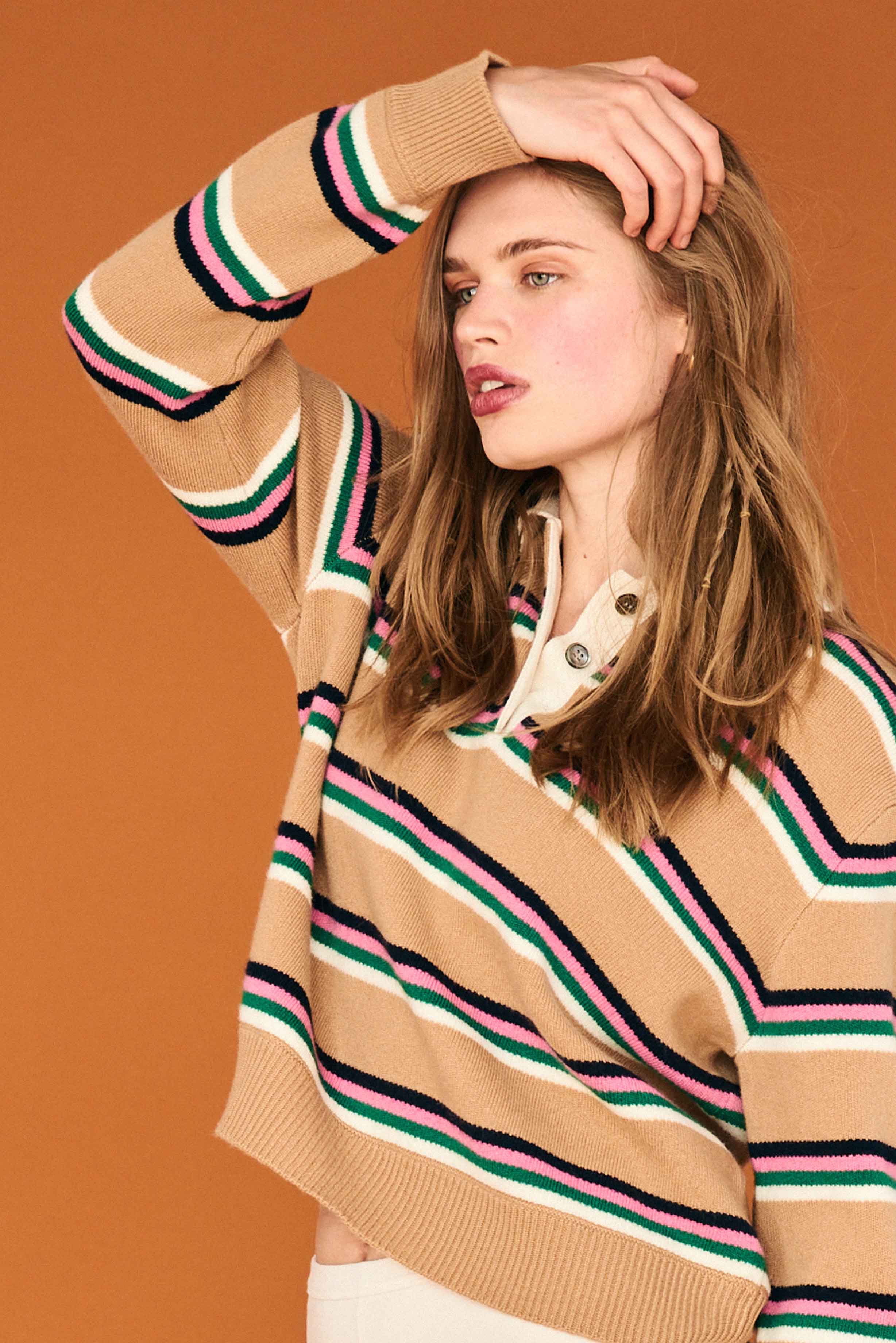 Ju6031 Striped Rugby Sweater