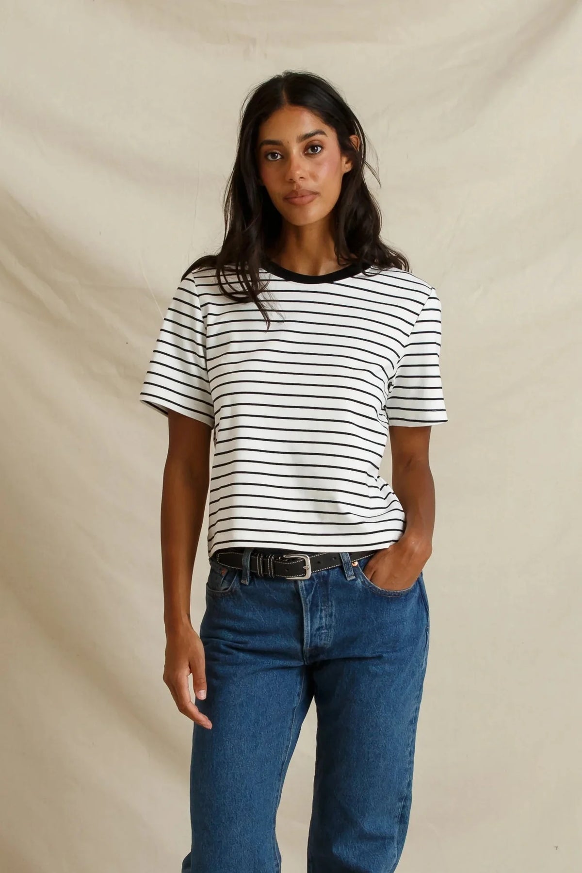 Pet395 Black & White Stripe Tee