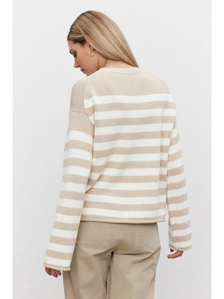 Velex Cream Striped Sweater