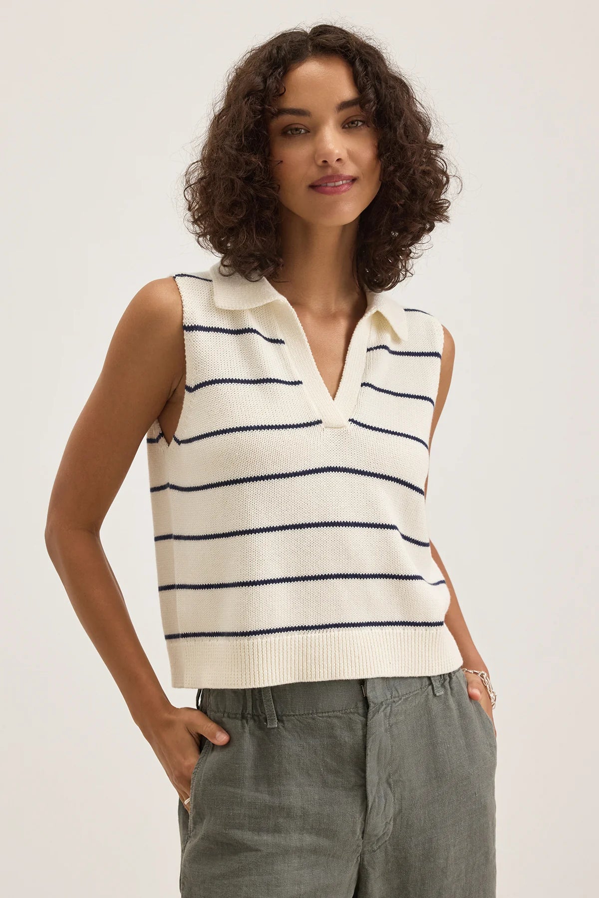 Venayla Navy Stripe Sweater Vest