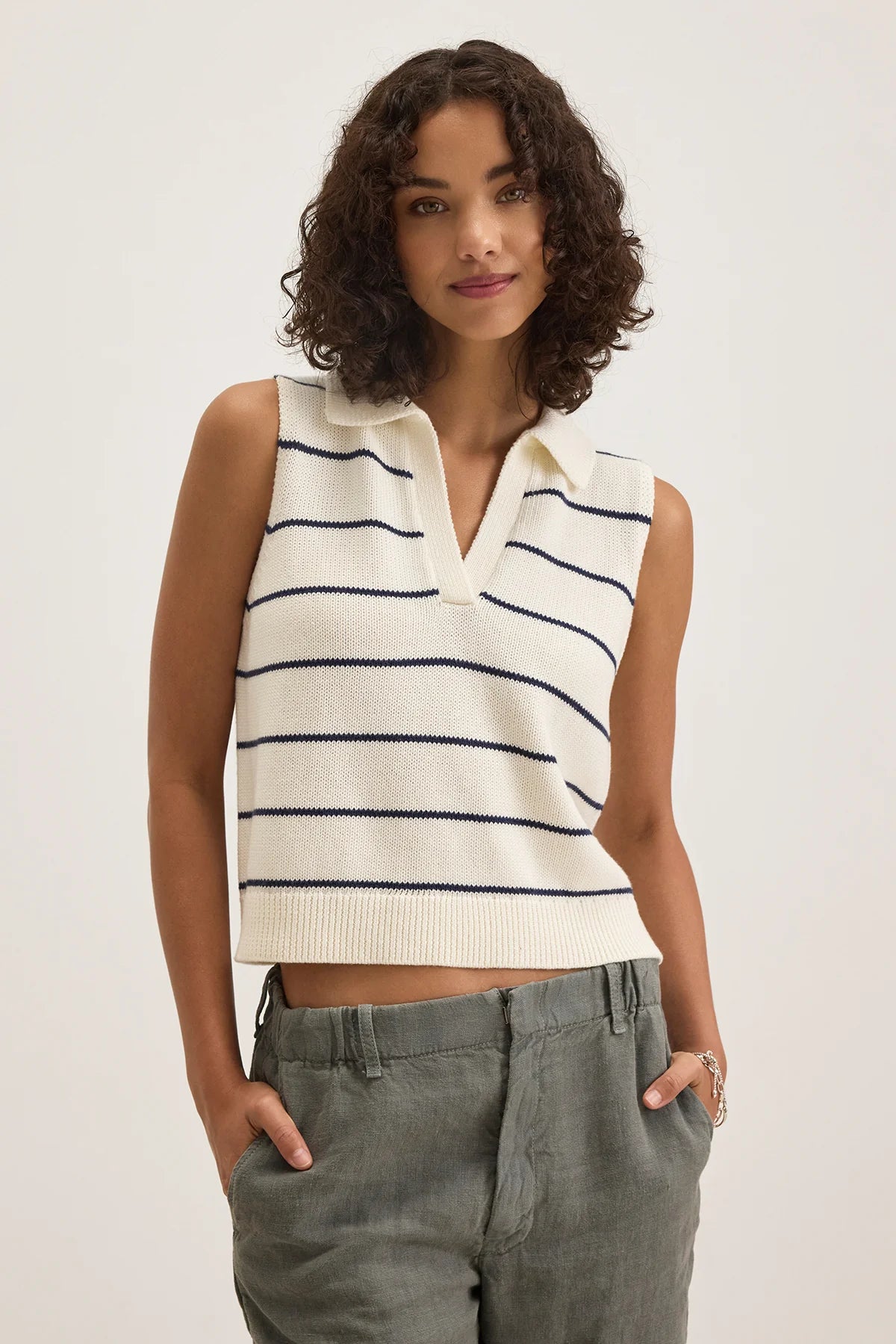 Venayla Navy Stripe Sweater Vest