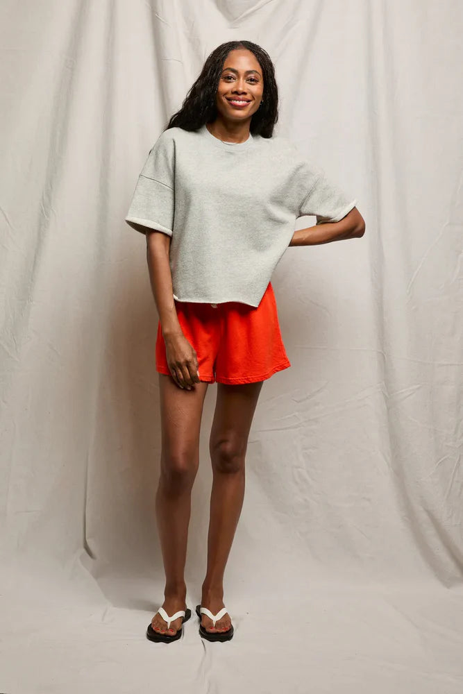 Pwtez Heather Grey Cotton Top
