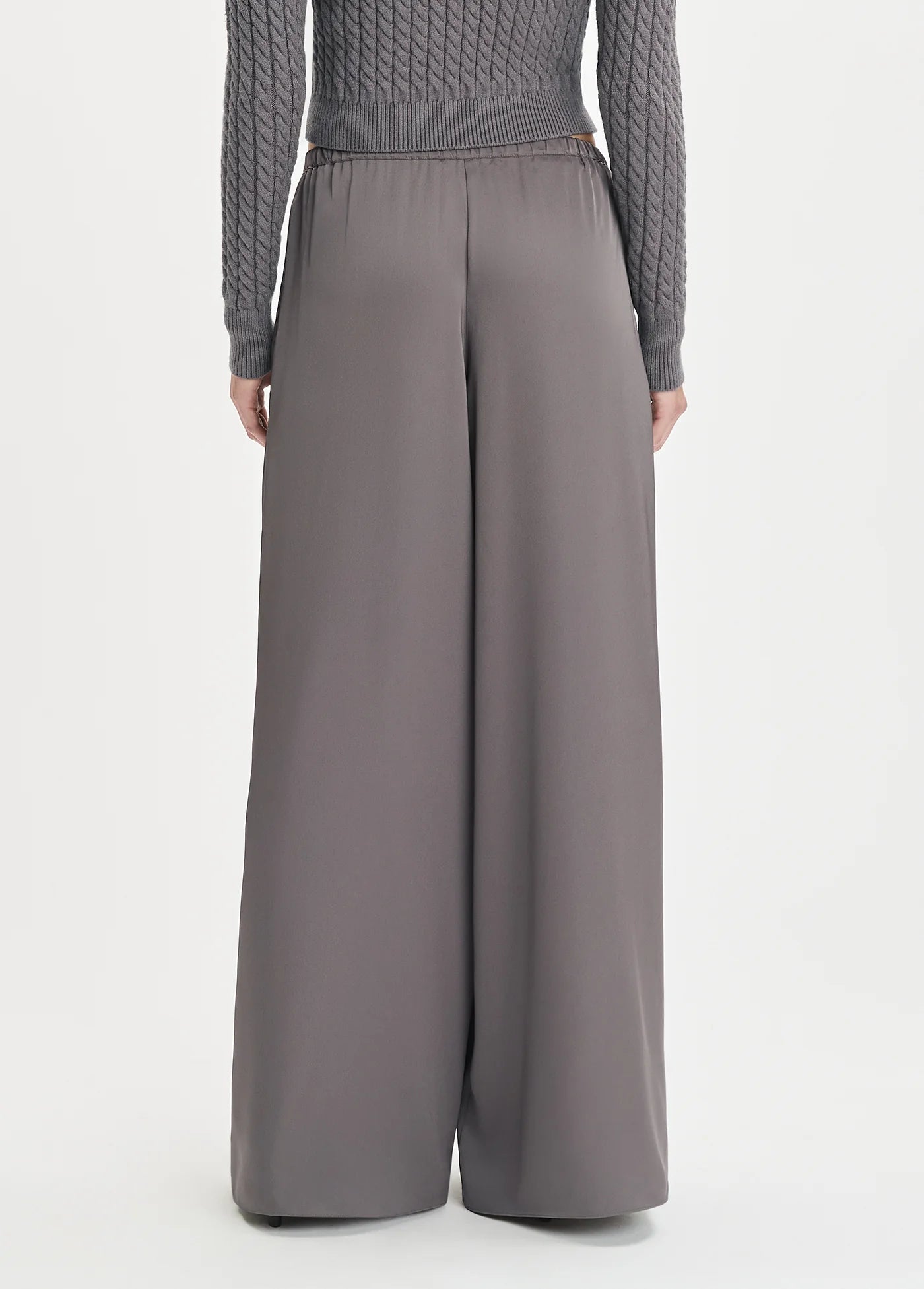 Fa8605 Grey Effortless Wide Leg Pant