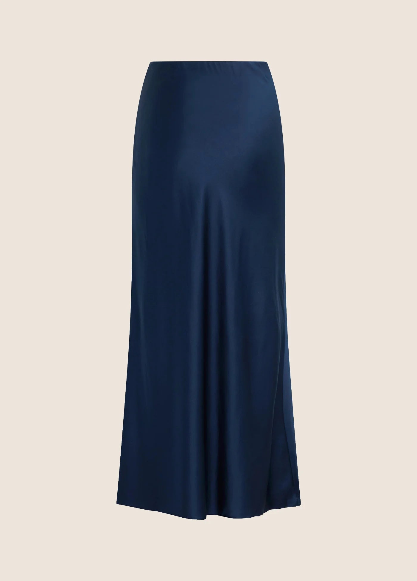 Fa8010 Navy Satin Midi Skirt