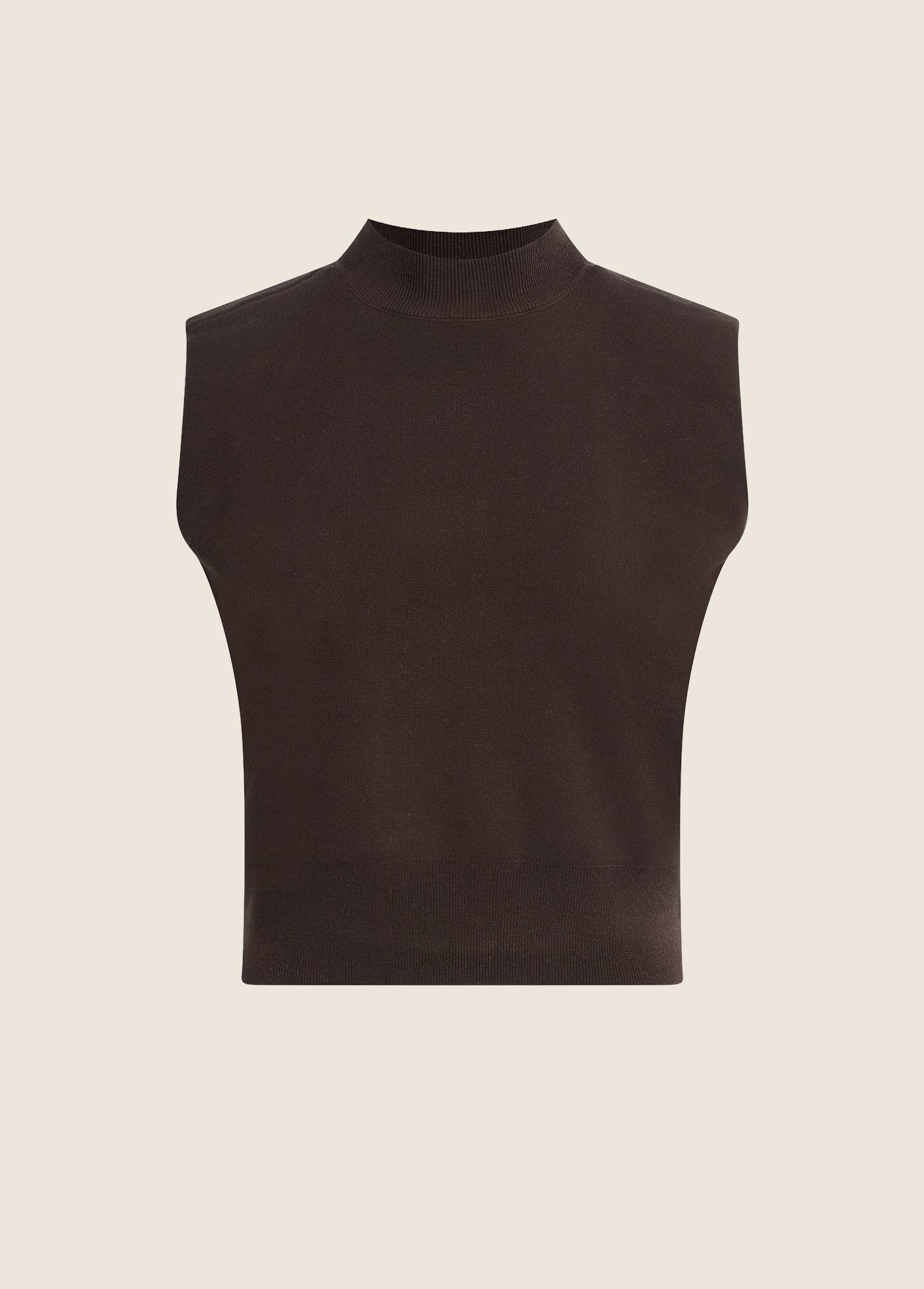 Fa3553 Brown Mock Neck Knit Top
