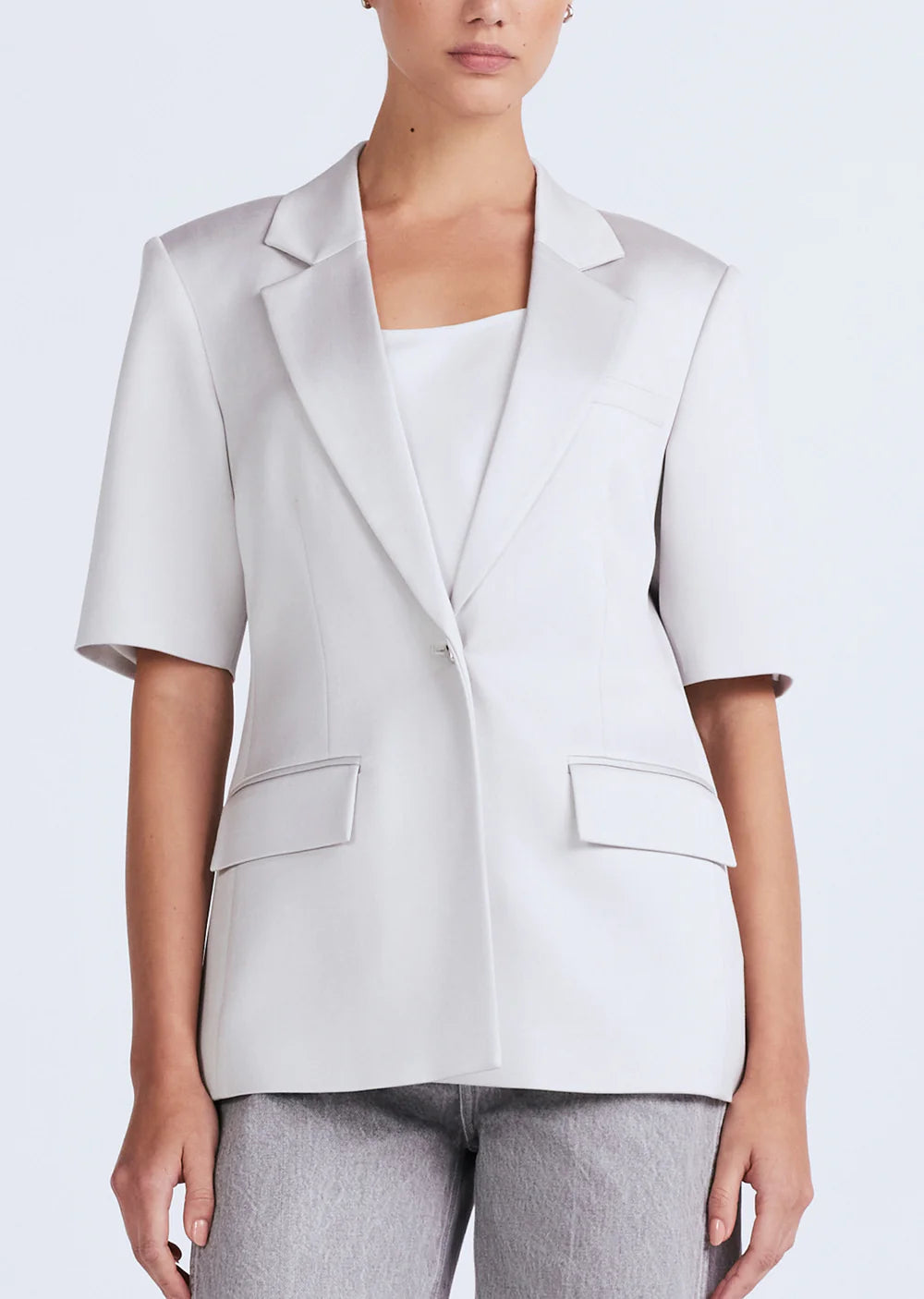 De2107 Derek Lam Grey Short Sleeve Blazer